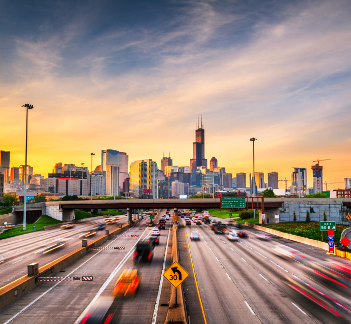 Cars going through a highway